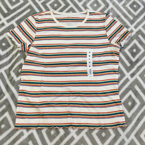 Junior short sleeve rainbow T-shirt Med NWT - Picture 1 of 5